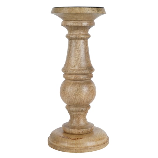 Wood Carved Pillar Candle Holder by Ashland